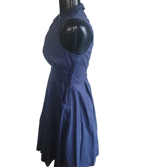 Bailey Blue Navy Polka Dot Sleeveless Retro Fit and Flare Dress S - Picture 5 of 7